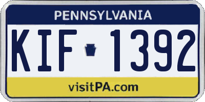 PA license plate KIF1392