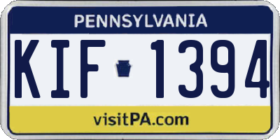 PA license plate KIF1394