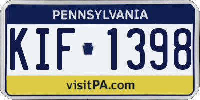 PA license plate KIF1398