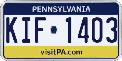PA license plate KIF1403