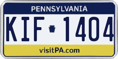 PA license plate KIF1404