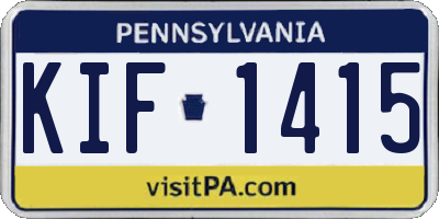 PA license plate KIF1415