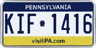 PA license plate KIF1416