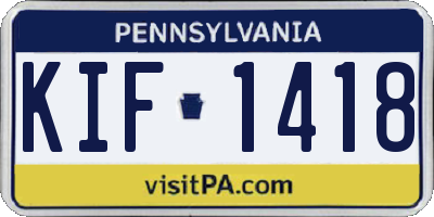 PA license plate KIF1418