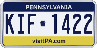 PA license plate KIF1422