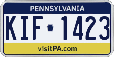 PA license plate KIF1423