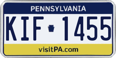PA license plate KIF1455