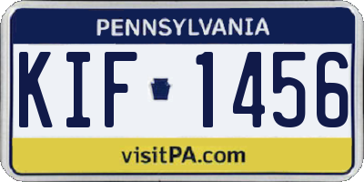 PA license plate KIF1456