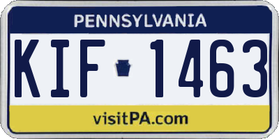 PA license plate KIF1463