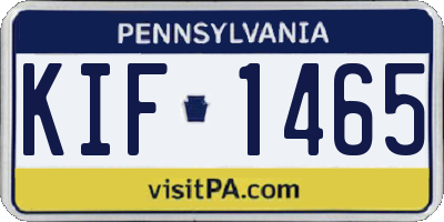 PA license plate KIF1465