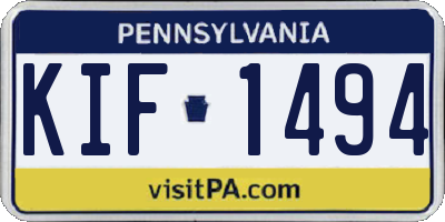 PA license plate KIF1494