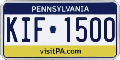PA license plate KIF1500