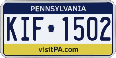 PA license plate KIF1502