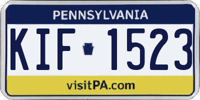 PA license plate KIF1523