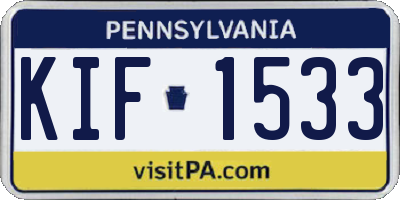 PA license plate KIF1533