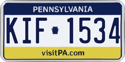 PA license plate KIF1534