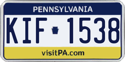 PA license plate KIF1538