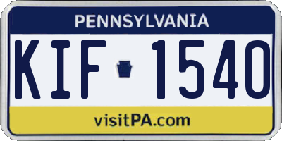 PA license plate KIF1540