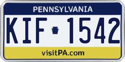 PA license plate KIF1542