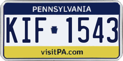 PA license plate KIF1543