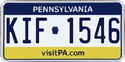 PA license plate KIF1546