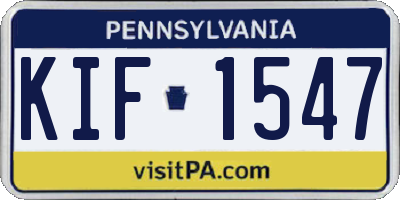 PA license plate KIF1547
