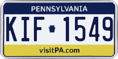 PA license plate KIF1549