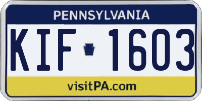 PA license plate KIF1603