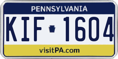 PA license plate KIF1604