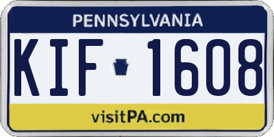 PA license plate KIF1608