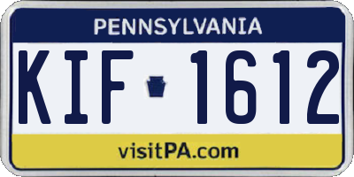 PA license plate KIF1612