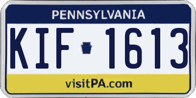 PA license plate KIF1613