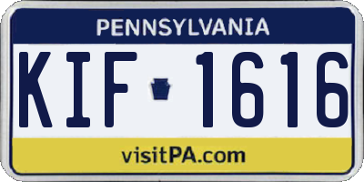 PA license plate KIF1616