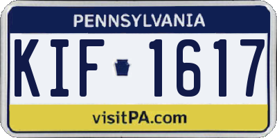 PA license plate KIF1617