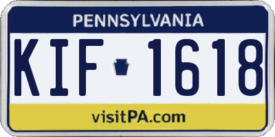 PA license plate KIF1618