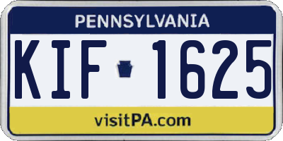 PA license plate KIF1625