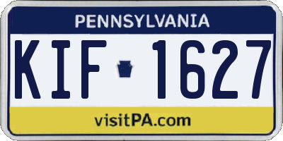 PA license plate KIF1627