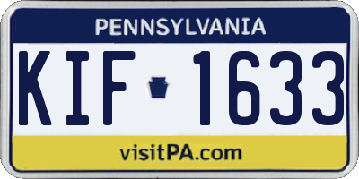 PA license plate KIF1633