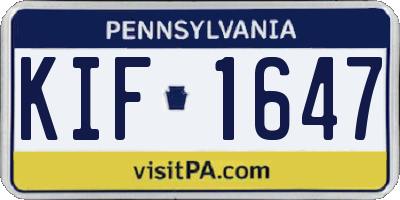 PA license plate KIF1647