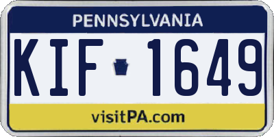PA license plate KIF1649