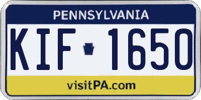 PA license plate KIF1650