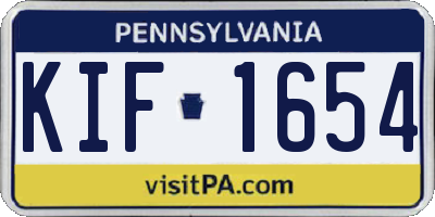 PA license plate KIF1654