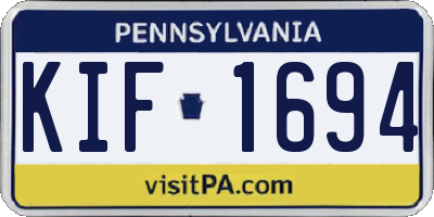 PA license plate KIF1694