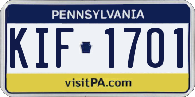 PA license plate KIF1701