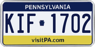 PA license plate KIF1702