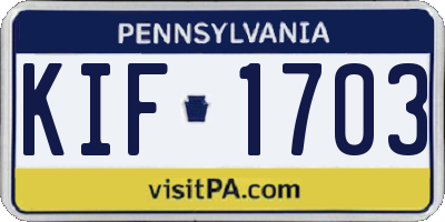 PA license plate KIF1703