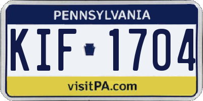PA license plate KIF1704
