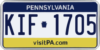 PA license plate KIF1705