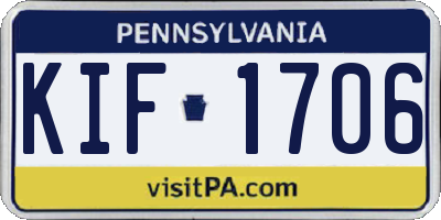 PA license plate KIF1706