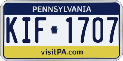 PA license plate KIF1707